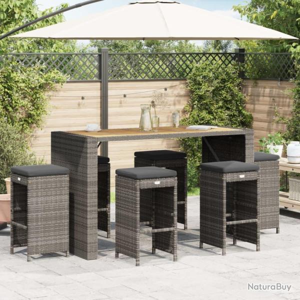 Tabourets de bar de jardin et coussins lot de 6 r�sine tress�e
