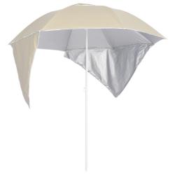 Parasol de plage avec parois lat&eacute;rales sable 215 cm
