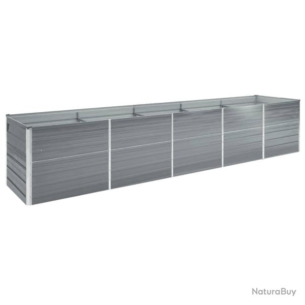 Lit surlev de jardin Acier galvanis 400x80x45 cm Gris
