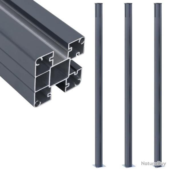 Poteaux de cl�ture 3 pcs Gris fonc� 185 cm Aluminium