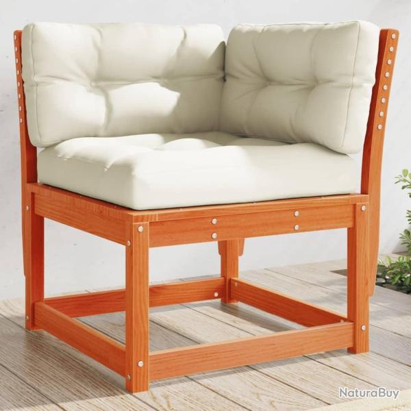 Canap� d'angle de jardin coussins cire marron bois pin massif