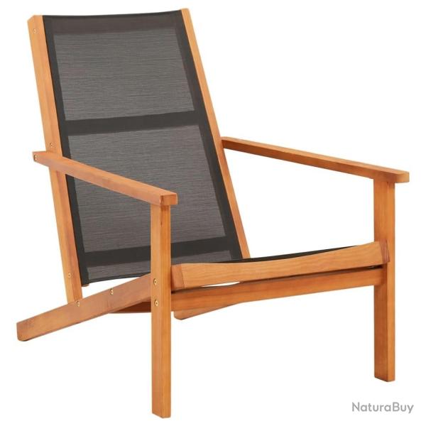 Chaise de jardin Noir Bois d'eucalyptus solide et textilne