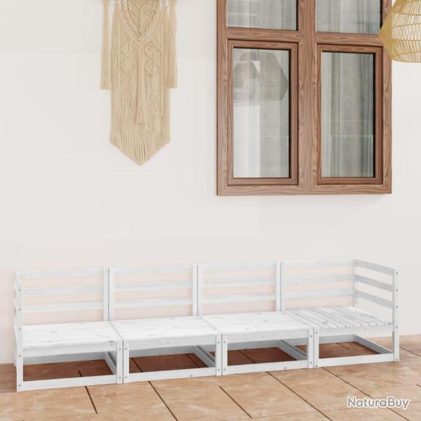 Canap� � 4 places de jardin Blanc Bois de pin solide