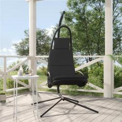 Chaise balan&ccedil;oire jardin coussin gris fonc&eacute; tissu Oxford/acier