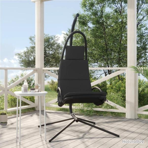 Chaise balan�oire jardin coussin gris fonc� tissu Oxford/acier
