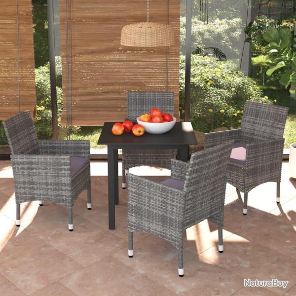 Ensemble � manger de jardin coussins 5pcs R�sine tress�e Gris