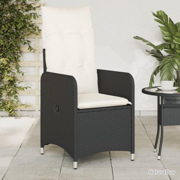 Chaise inclinable de jardin avec coussins noir r�sine tress�e