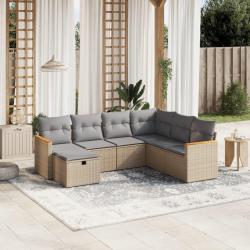 Salon de jardin avec coussins 7pcs m&eacute;lange beige r&eacute;sine tress&eacute;e