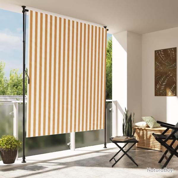 Store roulant d'ext�rieur orange et blanc 150x270cm tissu acier