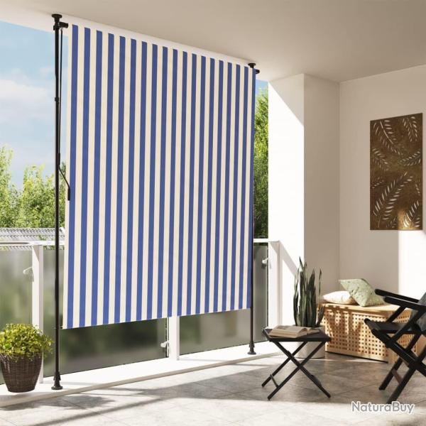 Store roulant d'ext�rieur bleu et blanc 150x270 cm tissu acier