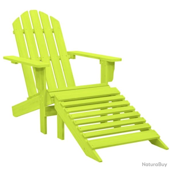 Chaise de jardin Adirondack avec pouf bois de sapin solide vert