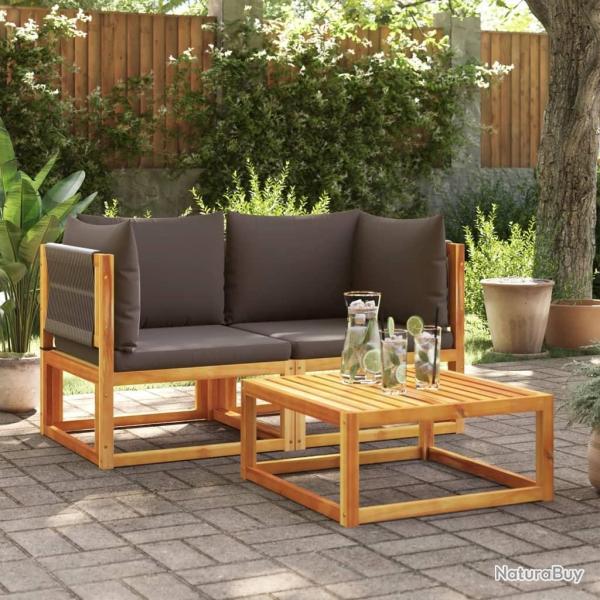 Canap�s d'angle de jardin avec coussins 2 pi�ces Bois d'acacia et corde