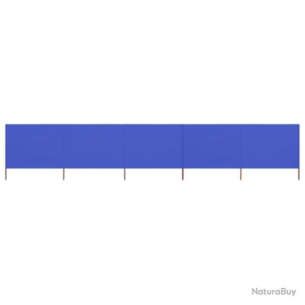 Paravent 5 panneaux Tissu 600 x 160 cm Bleu azur�