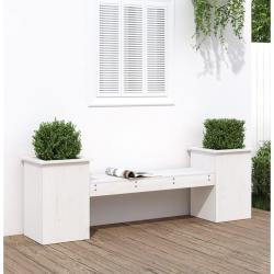 Banc avec jardini&egrave;res blanc 184,5x39,5x56,5 cm bois massif pin