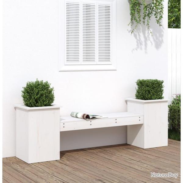 Banc avec jardini�res blanc 184,5x39,5x56,5 cm bois massif pin