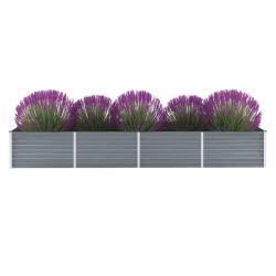 Lit sur&eacute;lev&eacute; de jardin Acier galvanis&eacute; 320x80x45 cm Gris