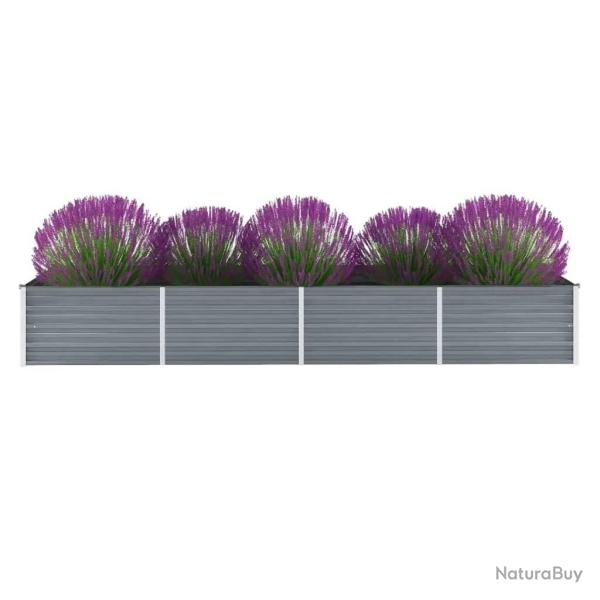 Lit sur�lev� de jardin Acier galvanis� 320x80x45 cm Gris