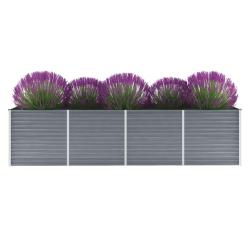 Lit sur&eacute;lev&eacute; de jardin Acier galvanis&eacute; 320x80x77 cm Gris