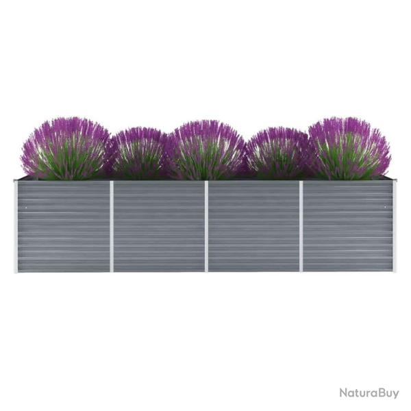 Lit sur�lev� de jardin Acier galvanis� 320x80x77 cm Gris