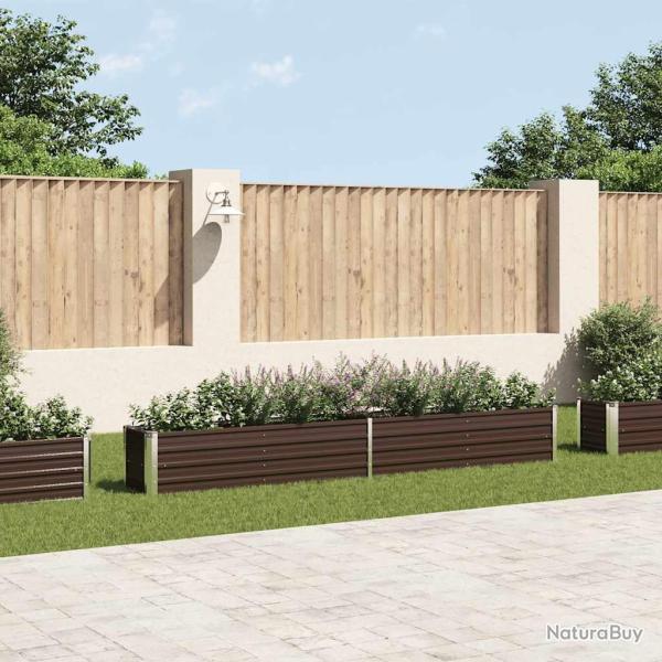 Lit sur�lev� de jardin Acier galvanis� 320x40x45 cm Marron