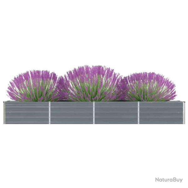 Lit sur�lev� de jardin Acier galvanis� 320x40x45 cm Gris