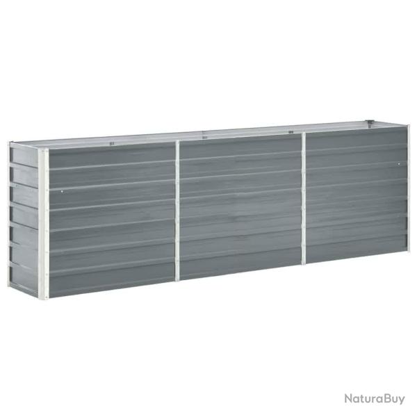 Lit sur�lev� de jardin Acier galvanis� 240x40x77 cm Gris