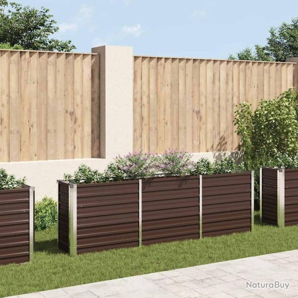 Lit sur�lev� de jardin Acier galvanis� 240x40x77 cm Marron