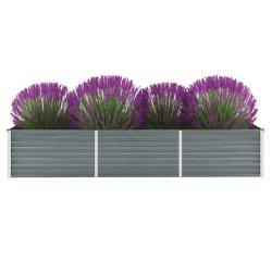 Lit sur&eacute;lev&eacute; de jardin Acier galvanis&eacute; 240x80x45 cm Gris
