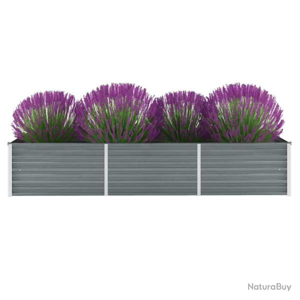 Lit sur�lev� de jardin Acier galvanis� 240x80x45 cm Gris