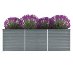 Lit sur&eacute;lev&eacute; de jardin Acier galvanis&eacute; 240x80x77 cm Gris
