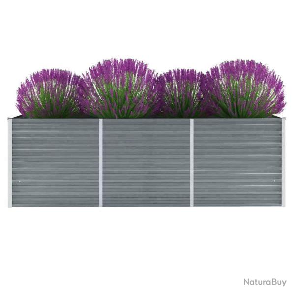 Lit sur�lev� de jardin Acier galvanis� 240x80x77 cm Gris