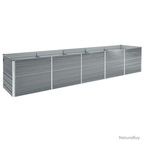 Lit sur�lev� de jardin Acier galvanis� 400x80x77 cm Gris