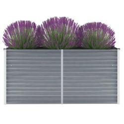 Lit sur&eacute;lev&eacute; de jardin Acier galvanis&eacute; 160x40x77 cm Gris