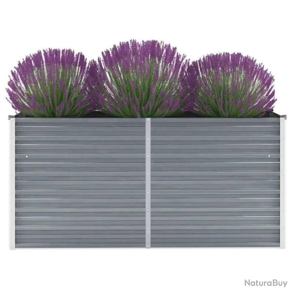 Lit sur�lev� de jardin Acier galvanis� 160x40x77 cm Gris