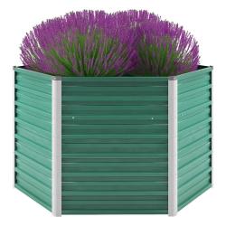 Lit sur&eacute;lev&eacute; de jardin Acier galvanis&eacute; 129x129x77 cm Vert