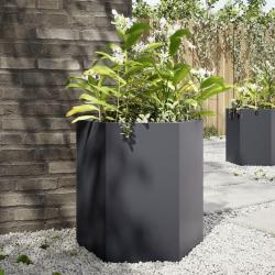 Jardini&egrave;re anthracite hexagone 46x40x45 cm acier