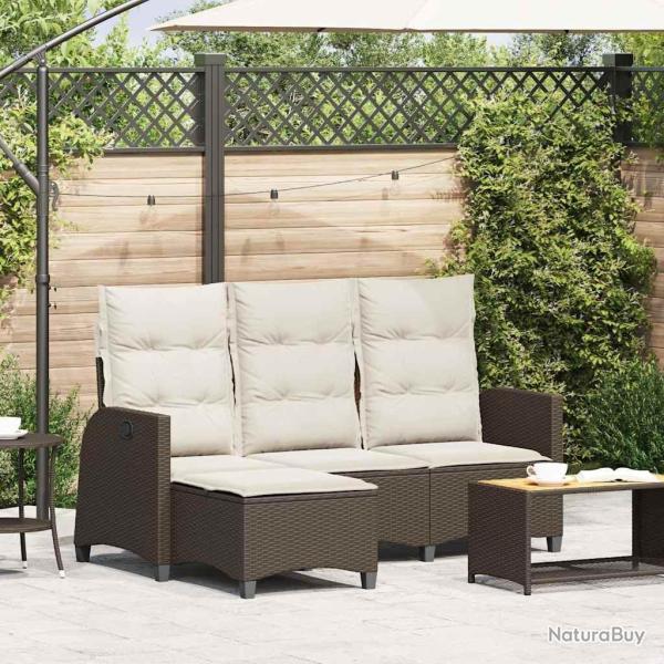 Canap� de jardin inclinable coussins forme L marron polyrotin