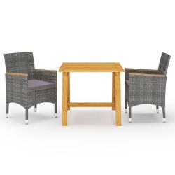 Ensemble &agrave; manger de jardin 3 pcs Gris