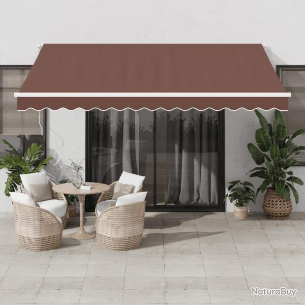 Auvent manuel r�tractable avec LED marron 400x300 cm