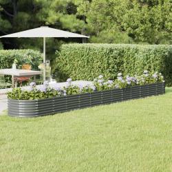 Lit sur&eacute;lev&eacute; de jardin Acier enduit de poudre 512x80x36 cm gris