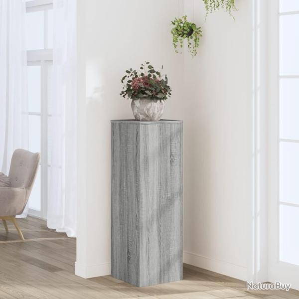 Support pour plantes sonoma gris 33x33x100 cm bois d'ing�nierie