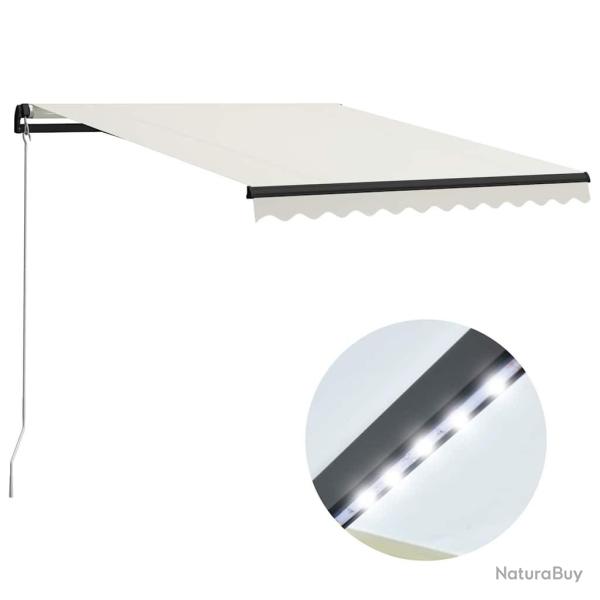 Auvent manuel r�tractable avec LED 300x250 cm Cr�me
