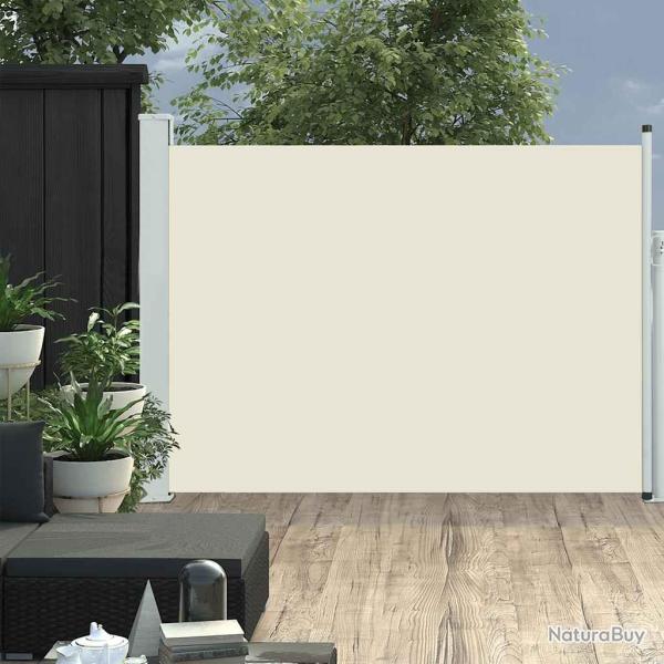 Auvent lat�ral r�tractable de patio 100x500 cm Cr�me