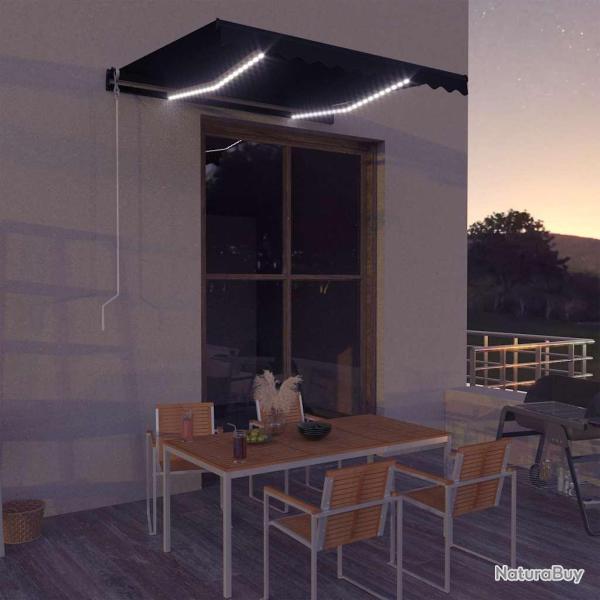 Auvent manuel r�tractable avec LED 300x250 cm Anthracite