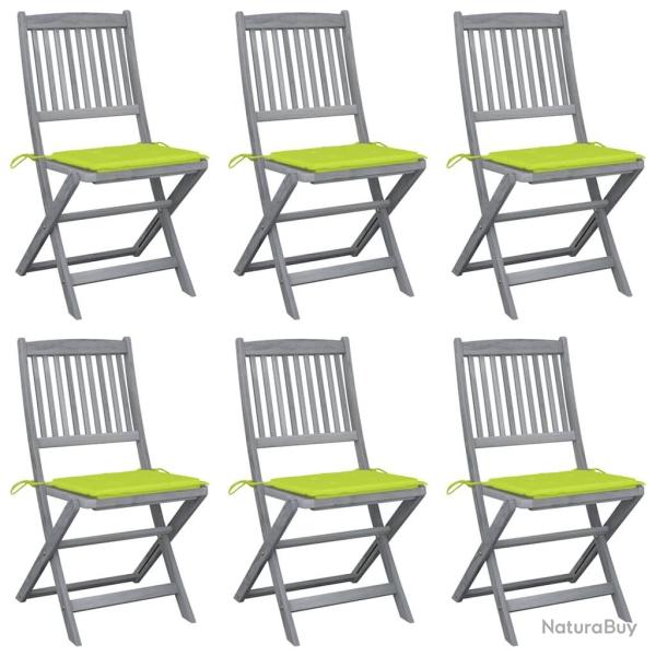 Chaises pliables d'extrieur lot de 6 et coussins Bois d'acacia