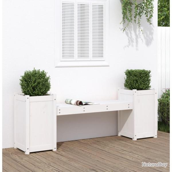 Banc avec jardini�res blanc 180x36x63 cm bois massif de pin