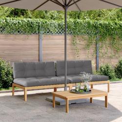 Canap&eacute;s centraux palette de jardin 2pcs et coussins bois acacia