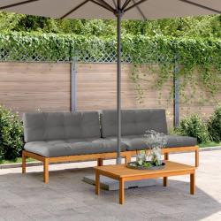 Canap&eacute;s centraux palette de jardin et coussins 2pcs bois acacia