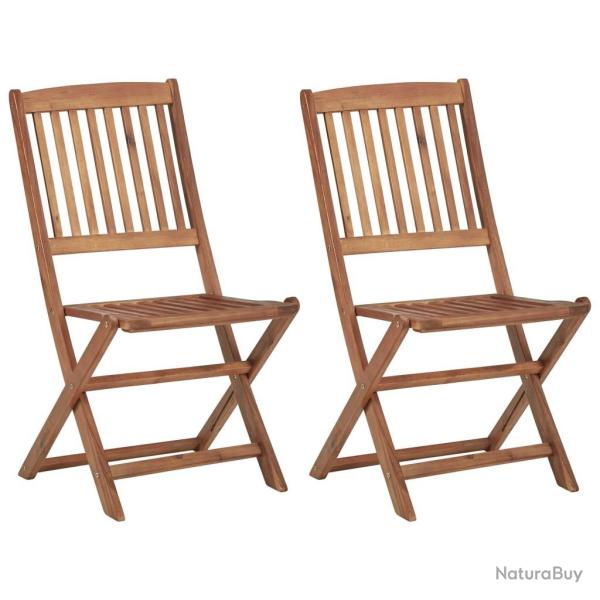 Chaises pliables d'ext�rieur lot de 2 Bois d'acacia solide