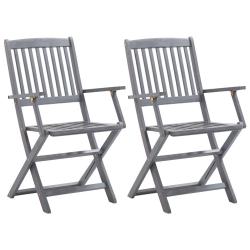Chaises pliables d'ext&eacute;rieur lot de 2 Bois d'acacia solide